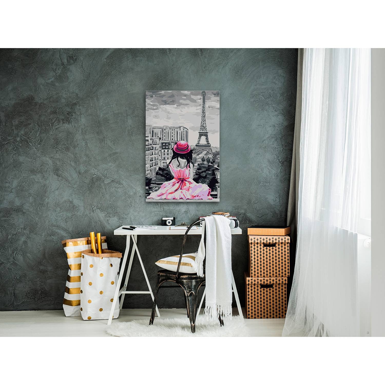 home24 Schilderen op Nummer - Parijs - Roze - 40 x 50 cm