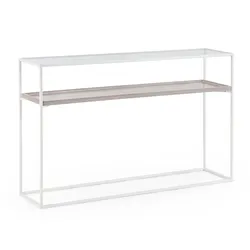 Konsole Laurel aus Metall und Glas, modern, Weiß, 120 cm Breite, elegantes Design