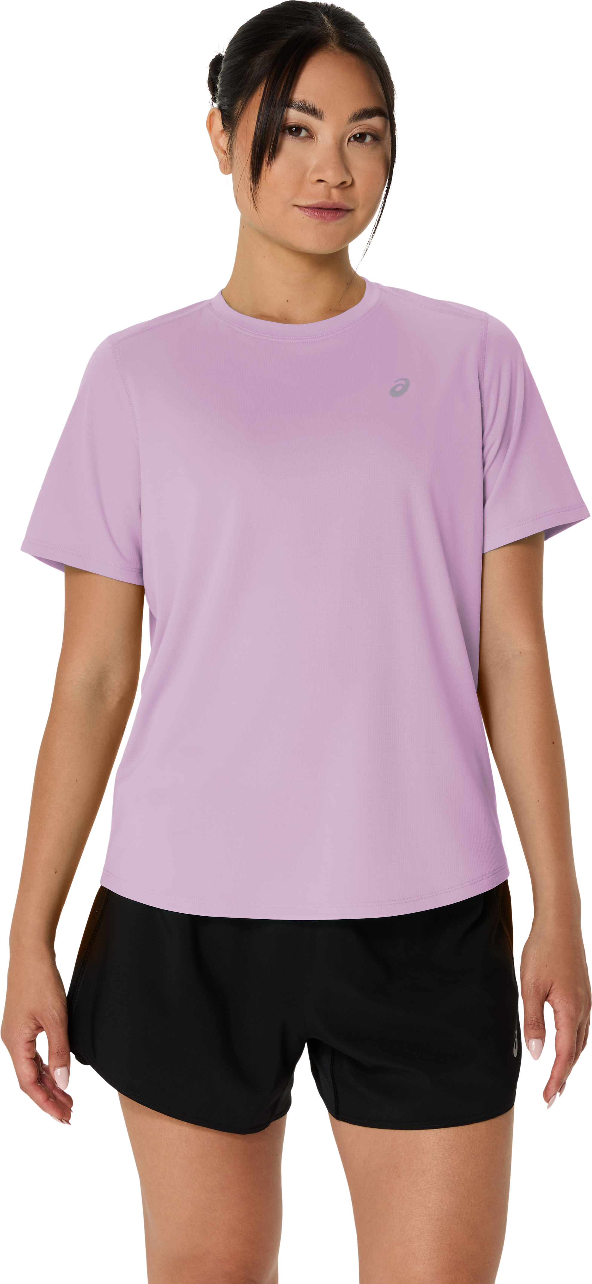 Laufshirt ASICS "ASICS CORE TOP", Damen, Gr. L, rosa (hazy lila), Obermaterial: 100% Polyester, Shirts Laufshirt, Schnelltrocknend, Reflektierend, Leicht