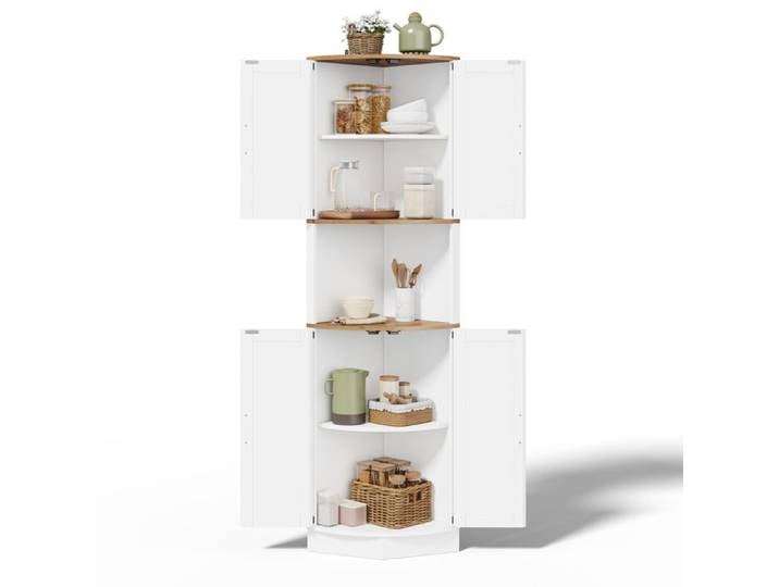 Buffet haut de cuisine - 39.5x39.5x180 cm - Blanc - MDF - Rangement optimisé