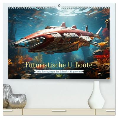 Futuristische U-Boote (hochwertiger Premium Wandkalender 2026 DIN A2 quer), Kunstdruck in Hochglanz