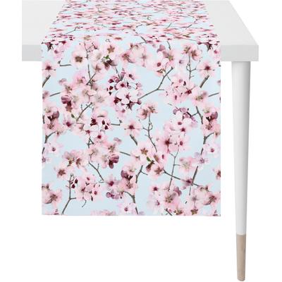 Tischläufer APELT "6450 SPRINGTIME, Frühjahrsdeko, Frühling", bunt (rosa, hellblau, natur), B:48cm L:140cm, Baumwolle, Polyester, Tischdecken, Digitaldruck