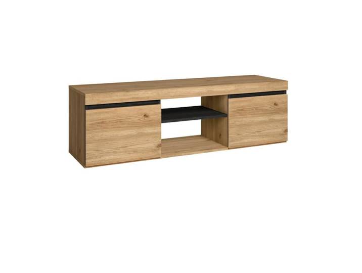 Meuble tv effet bois chêne et noir 140x40x41cm