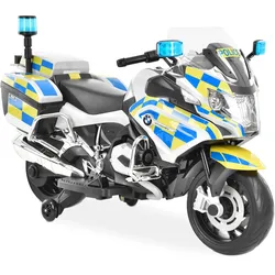 Kinder Elektromotrorrad BMW R1200RT Police | Bis zu 6 km/h schnell | Blaulicht & Sirene | Inkl. Stützräder & Koffer | 35 W Elektroantrieb | HECHT