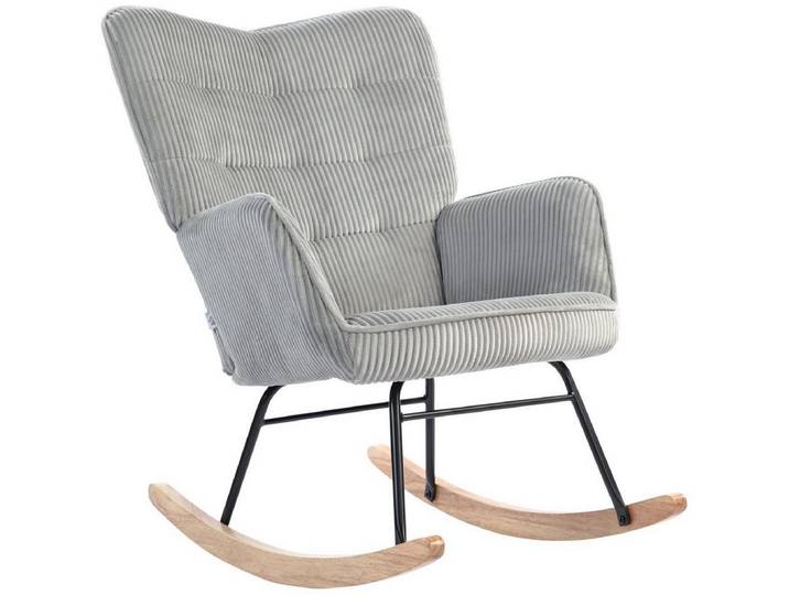 FELIXLEO Esszimmerstuhl Vintage Schaukelstuhl Buchenholz Hellgrau (1 St)