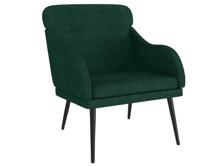 Sessel Dunkelgrün 63x76x80 cm Samt Metallgestell,gepolsterte Armlehnen,schräge Rückenlehne,Montageanleitung im Lieferumfang