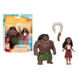 Mattel Disney Moana 2 Toys, Moana & Maui Ocean Adventures 2-Pack with 2 Small Dolls & Hook Accessory (49727173)