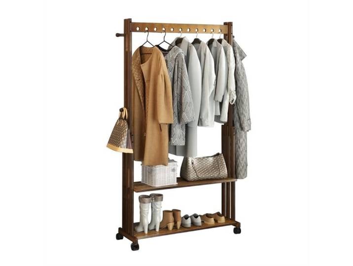 UNHO Portant à Vêtement Porte Manteaux à Roulettes avec Étagère pour Chambre - 104x32.2x166cm