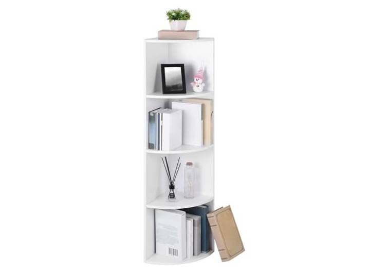 VASAGLE 4 Ebenen Eckregal, Bücherregal aus Holz Standregal für Küche, Schlafzimmer, Wohnzimmer, Büro, Weiß, CUSTOS Kollektion LBC42WT
