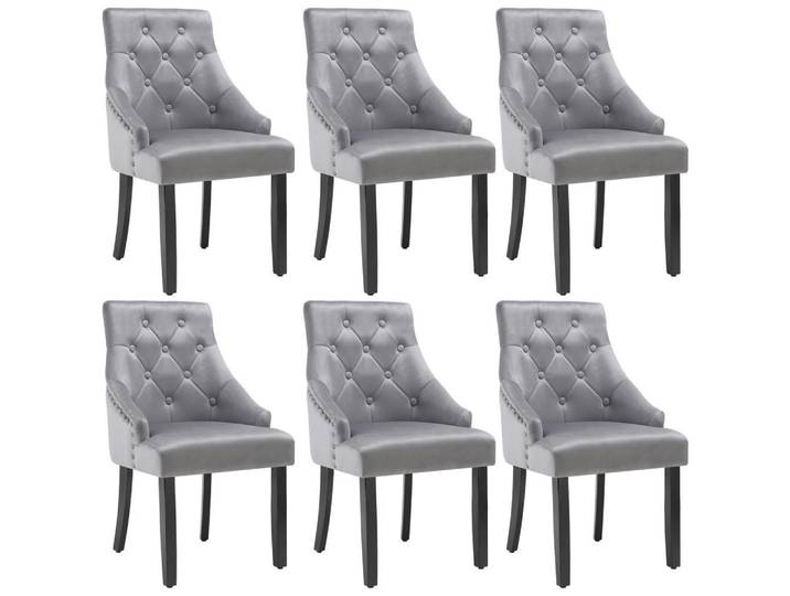 tectake Esszimmerstuhl 6er Set Everdeen,52 x 57 x 91 cm, hellgrau/schwarz, Hellgrau, Schwarz, Holz, Pappel, 52x91x57 cm, Esszimmer, Stühle