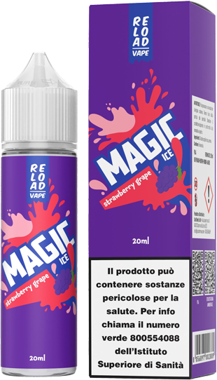 Reload Vape Strawberry Grape Magic Ice Liquido Shot 20ml Fragola Uva Ghiaccio