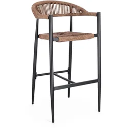 Gartenbarhocker Jandia aus Aluminium und Twist Rattan, modern skandinavisch, anthrazit natur, für Outdoor