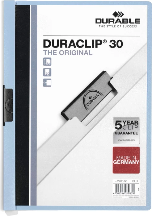 DURABLE Duraclip A4, 30 Blatt, hellblau