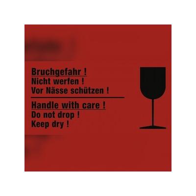 Aufkleber Bruchgefahr! Nicht werfen! Vor Nässe schützen!, Papier, 140x70 mm, 1000 St./Ro.