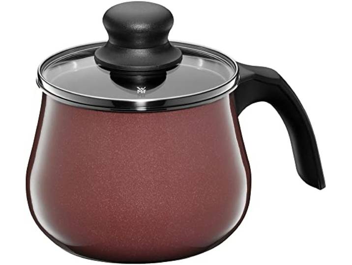 WMF Fusiontec Mineral Milchtopf mit Deckel 12 cm, Kochtopf Induktion, High-Tech Keramik, backofenfest, kratzfest, rot