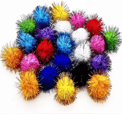 Inspire Curations SparklePounce Glitter Pom Pom Ball Set For Cats 50pcs