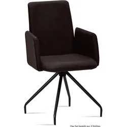 ARMLEHNSTUHL (4er-Set) Detana 52x92x60 Schwarz/Espresso
