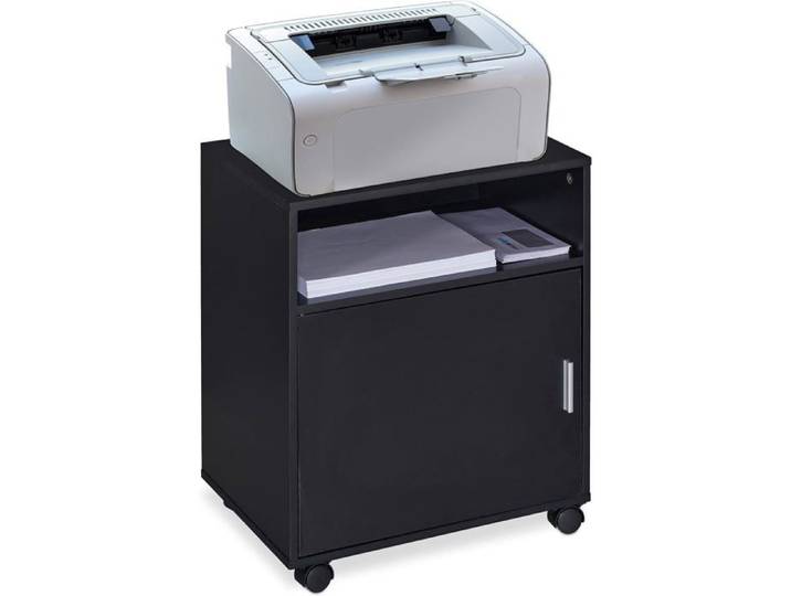 Caisson de Bureau 3 Compartiments & Porte Salle de Travail aggloméré Rangement HLP 57x48x34 cm Noir