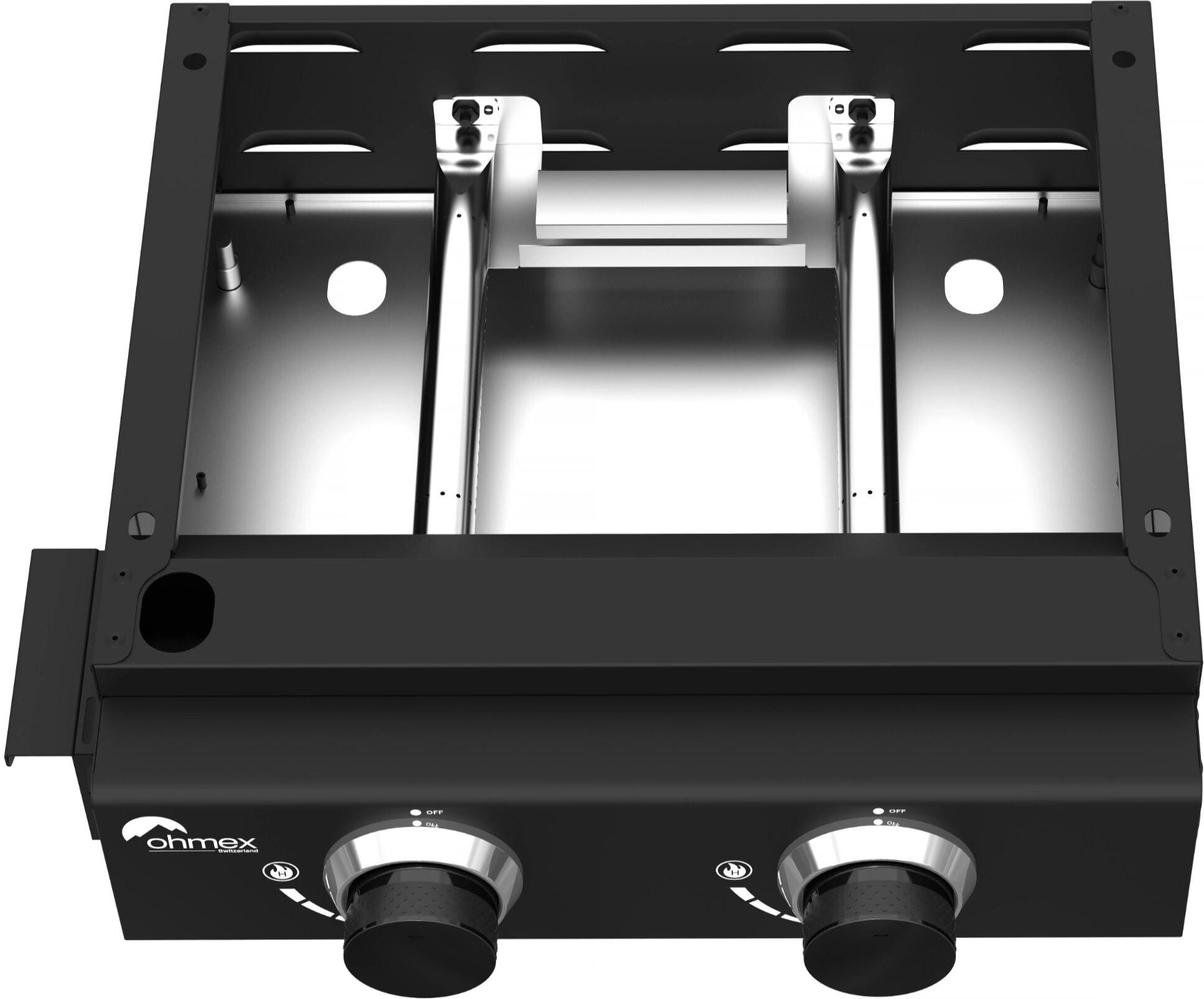 Gasgrill OHMEX "OHM-PLA-2125", schwarz, B:48,5cm H:23cm T:47cm, Grills, Gasgrill schwarz B/H/T: 48,5cm x 47cm