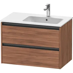 Duravit Ketho.2 Waschtischunterbau wandhängend, 2 Schubkästen, 810x549x480mm, für ME by Starck Beckenposition rechts 234683, K25268079790000, Farbe: Nussbaum Natur Dekor