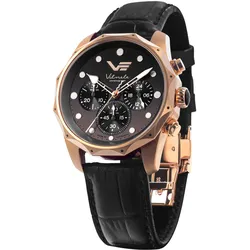 Vostok Europe JS20-125B751 Damen-Chronograph Vilnele Schwarz/Roségoldfarben