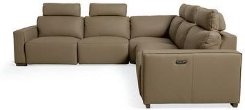 Lennox Power Sectional Seating - Pre-Configured, Leather, Leather / 5-Pc Sectional, Pine Bark Leather / 5-Pc Sectional - Grandin Road