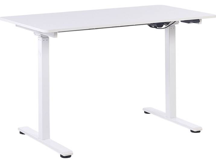 BELIANI Schreibtisch Weiß Faserplatte 120 x 60 cm Elektrisch Höhenverstellbar Rechteckig Metallgestell Industriell Modern Büro Jugendzimmer Wohnzimmer