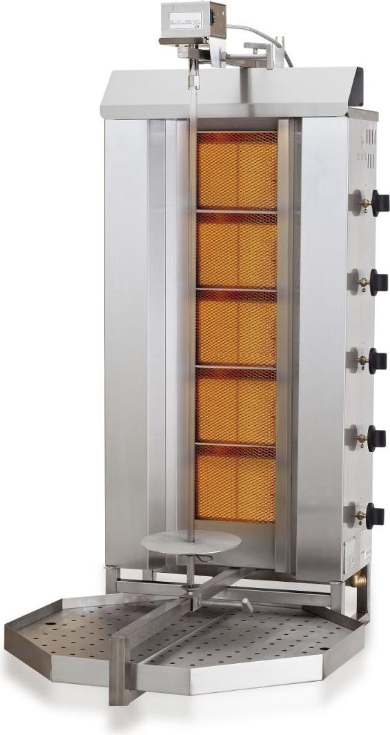 Gyros Grill Gas, Motorposition Oben, 5 Heizzonen