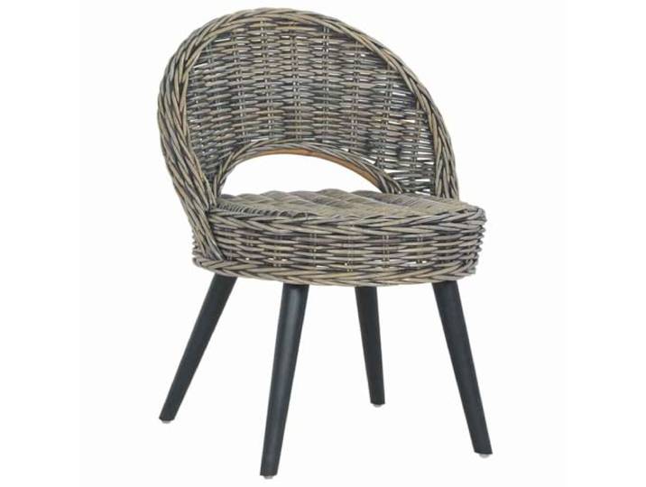 NLQMSU Sessel aus Rattan Kubu schwarz mit Holzfüßen Natürlicher Komfort, einfache Pflege, vielseitiger Stil, einfache Montage, robust