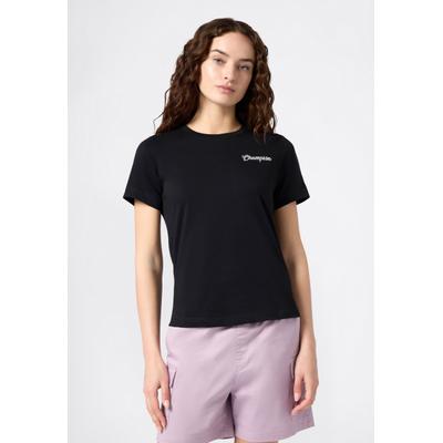 T-Shirt CHAMPION "Graphic Crewneck T-Shirt", Damen, Gr. M, schwarz (nbk), Obermaterial: 100% Baumwolle, Rundhals, Shirts T-Shirt, mit Rundhalsausschnitt, Kurzarm, aus Baumwolle