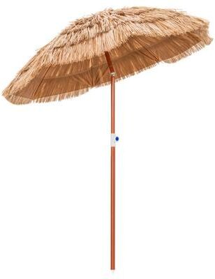 Costway 6 Feet Thatched Patio Umbrella with Tilt Design and Carrying Bag