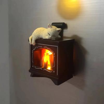 Uplifted Finds Cartoon Anime Cat Flameless LED Night Light Battery Operated Realistic Flame Table Lamp For Bedroom Decor b