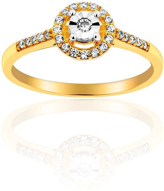 Solitaire Cleor En Or 375/1000 Jaune Et Diamant Femme
