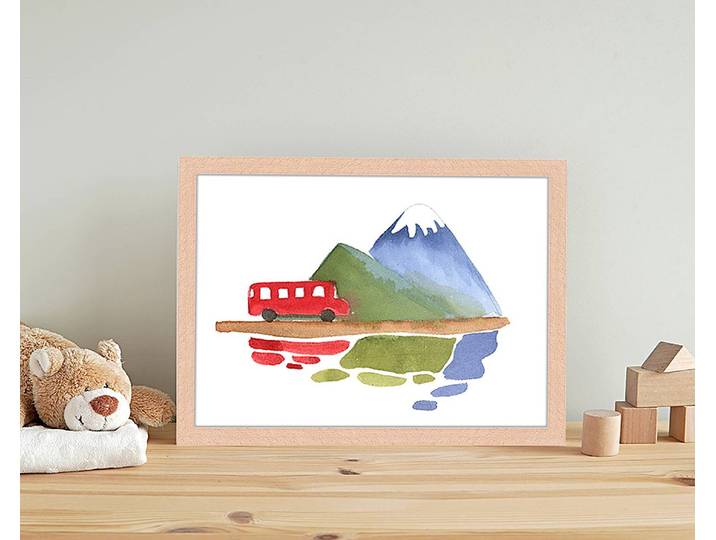 Tableau déco Red Bus 33 x 43cm Multicolore