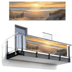 BALKON-SICHTSCHUTZ Strand - Dünen - Sonnenuntergang Windschutz 300x100 cm