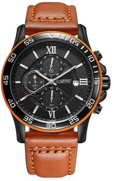 Everyday Crate OCHSTIN 6068A Mens Quartz Watch Waterproof Luminous Business Timepiece With Leather Strap black+brown