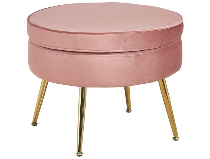 Hocker Khloe Rose, Gold Samt, Metall B 52 H 41 cm - Hocker