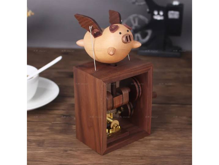 Boîte à musique portative petit cochon volant, cadeau d'anniversaire pour petite amie, décoration créative, cadeau de maison, boîte à musique cochon volant