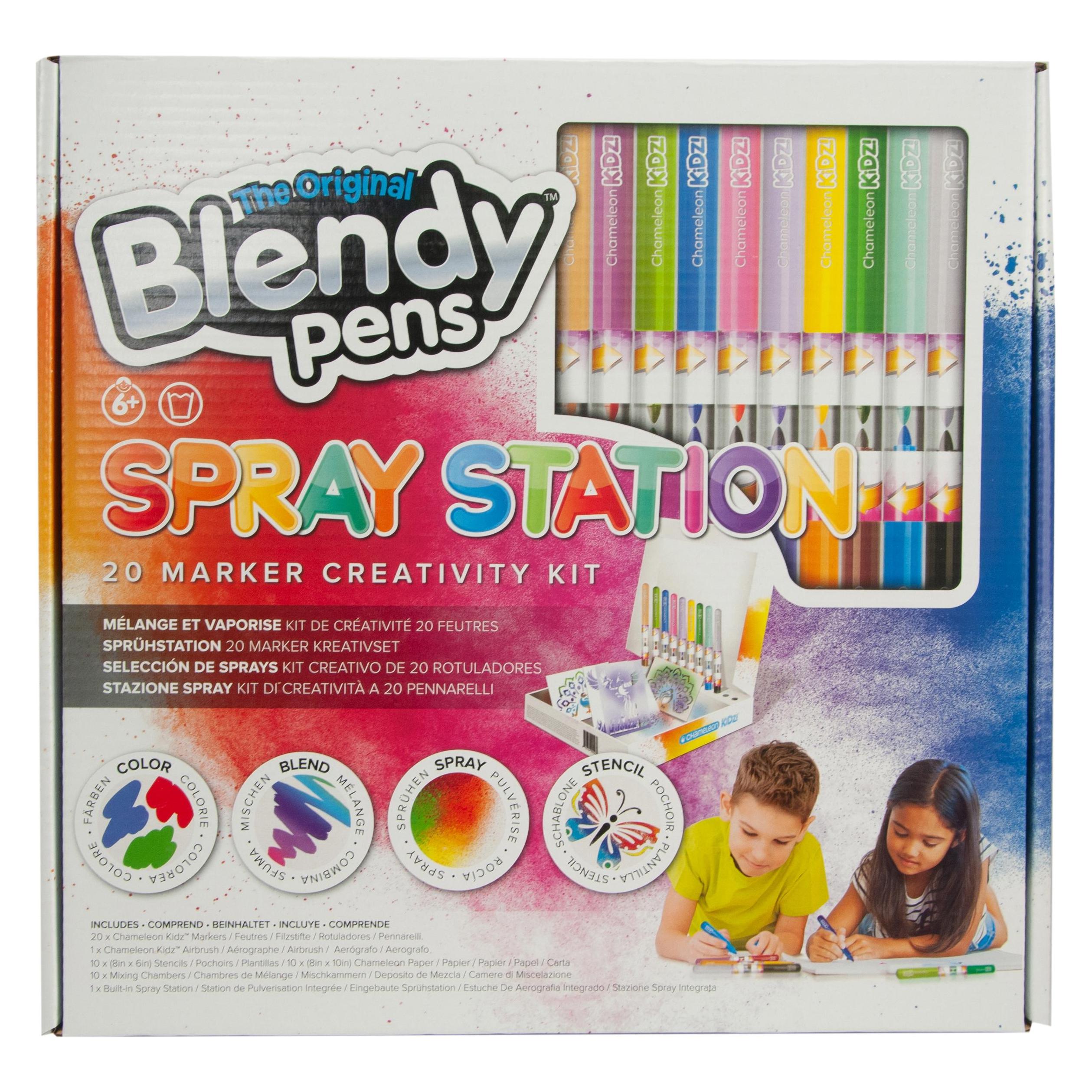Triton Blendy Pens Spray Station Set mit 20 Filzstifte und eingebauter Sprühstation, 10 Farbstifte Mischkam (20x) (CK1401)