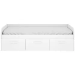 Dmora Kinderbett Adamello, Bettkasten für Schlafzimmer, Struktur für Einzelbett mit 3 Schubladen, 194 x 97 x 60 cm, Weiß