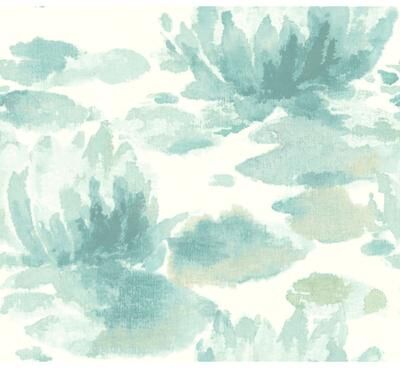 Candice Olson Water Lily Blue Wallpaper