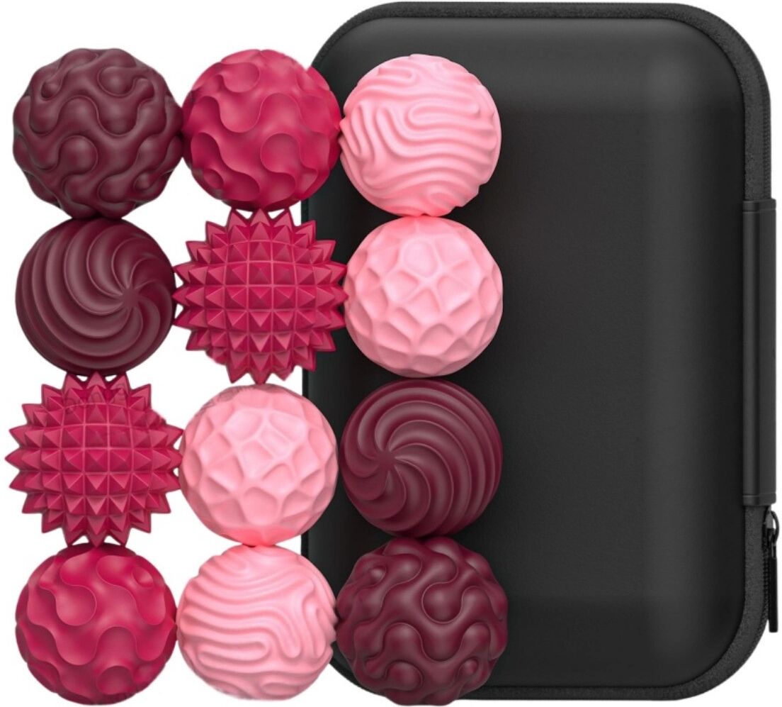 INF Silikon-Magnet-Sensorische Kugeln 12er-Pack — Lebensmittelsilikon, weiche taktile Fidget-Spielzeuge mit starken Magneten Rosenrot