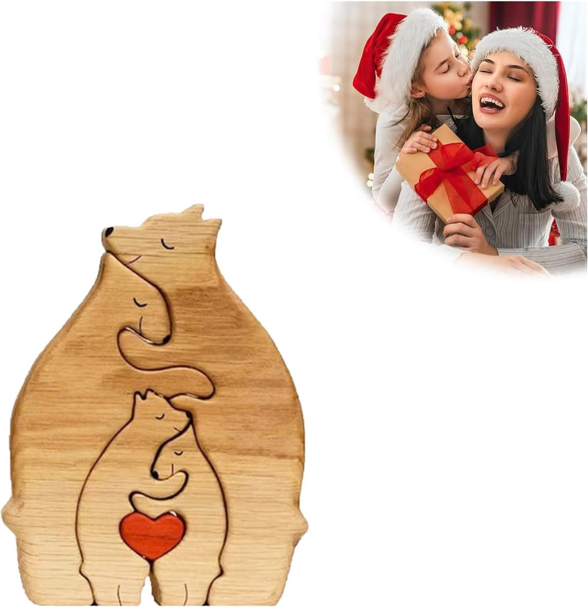 Houten familiepuzzel met 4 beren als decoratief tafelornament