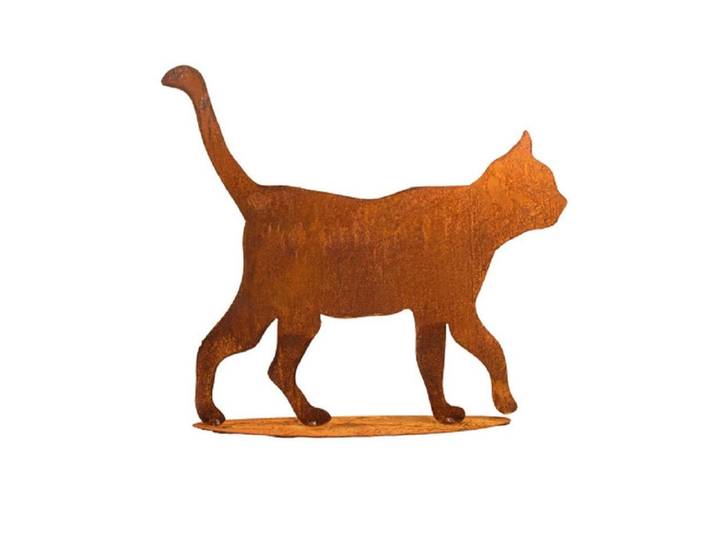 Dekofigur Ambiance Katze auf Platte , braun, B:50cm H:45cm, Metall, Dekofiguren, Dekofigur