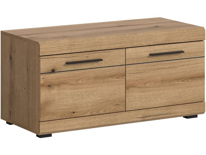 Sitzbank HOME AFFAIRE SIENA, Breite 90 cm, 2 Türen, 2 Einlegeböden, 4 Fächer , braun (eiche), B:90cm H:44cm T:40cm, FSC-zertifizierter Holzwerkstoff, Sitzbänke, Sitzbank, Garderobenbank, Dielenbank, Bank, Flurbank, Kommode