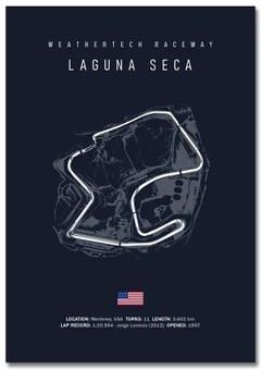 Uplift Essentials F1 Track Circuit Wall Art Minimalist Motorsport Canvas Painting For Home Decor And Race Fans laguna Seca 8 X 12 In