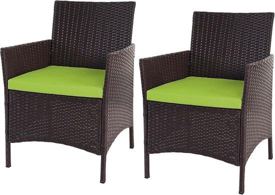 Famanu Gartenstuhl Set 2er-Set Polyrattan mit Kissen - Braun Melange