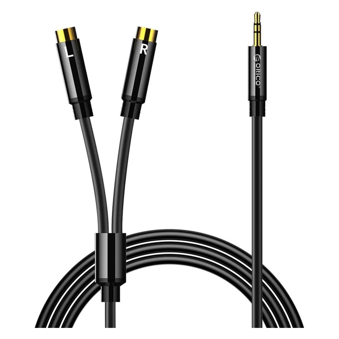 Orico Kabel Kabel audio AXRF mini jack 3.5 mm do 2x RCA żeńskiego 5 m - czarny (5 m, AUX Kabel, Cinch Kabel) (ORICO-AXRF-15-BK-BP)