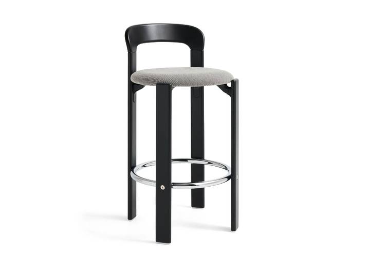 HAY Rey Low gestoffeerde barkruk Steelcut Trio 124 deep black