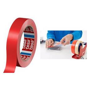 tesa Verpackungsklebeband 62204, 50 mm x 66 m, rot aus PVC, mit Naturkautschukkleber, ideal zum Ver (50 mm) (62204-00004-00)